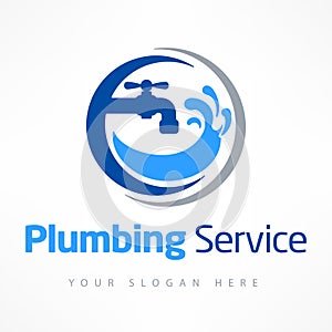 Plumbing service logo in blue