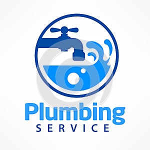 Plumbing service logo in blue