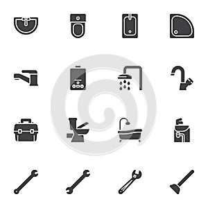 Plumbing service vector icons set