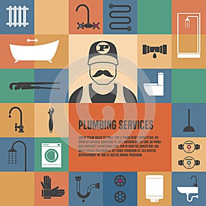 Plumbing service vector template design element