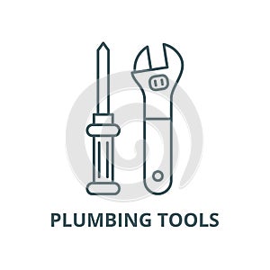 Plumbing tools vector line icon, linear concept, outline sign, symbol