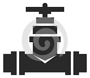 Plumbing valve black icon. Pipe tap symbol