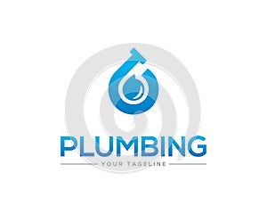 Plumbing and water drop logo design.
