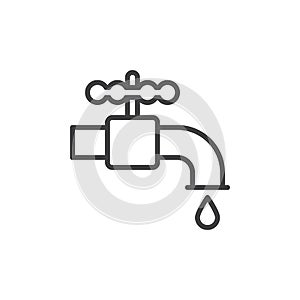 Plumbing water tap line icon, outline vector sign, linear style pictogram isolated on white