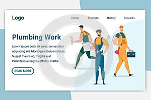 Plumbing Work Horizontal Banner. Service Center