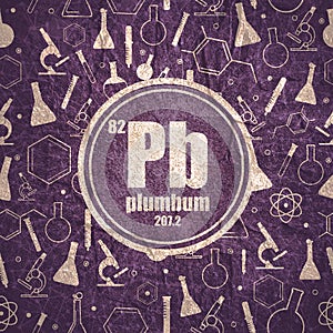 Plumbum chemical element. Concept of periodic table. photo