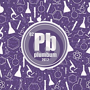 Plumbum chemical element. Concept of periodic table. photo