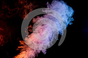 Plume of Red and Blue Smoke isolated on Black Background