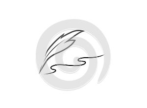 Plume write with a quill for logo design illustration