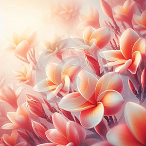 Plumeria Frangipani: Abstract Soft Sweet Orange Flower Background