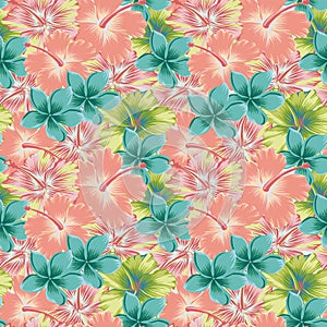 Plumeria hibiscus abstract color seamless background