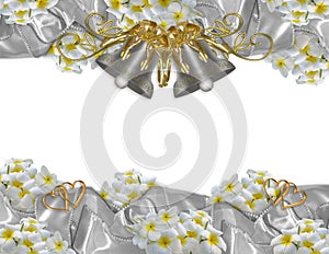 Plumeria wedding bells and satin ribbons borders