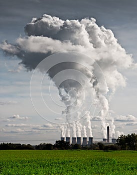 Plumes of steam rising from Drax Power Station