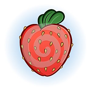 Plump Juicy Strawberry Cartoon Illustration