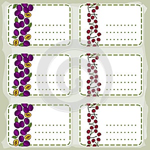 Plums and cherries sticker set