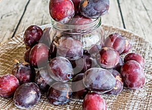 Plums in a jar