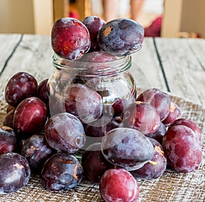 Plums in a jar