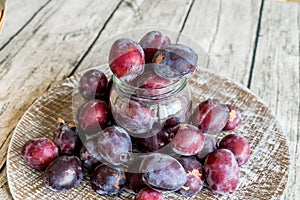 Plums in a jar