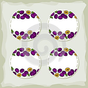 Plums round sticker set