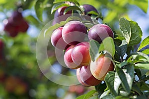 Plums on the tree photo