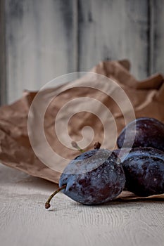 Plums on wrappers