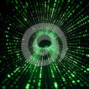 Streaming Green Binary Code Vortex