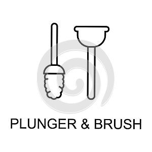 plunger and brush icon. Element of web icon for mobile concept and web apps. Detailed plunger and brush icon can be used for web
