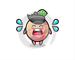 Pluot fruit cartoon illustration with crying gesture