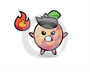 Pluot fruit character cartoon with angry gesture