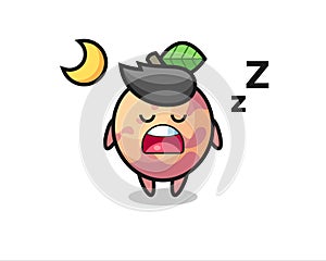 Pluot fruit character illustration sleeping at night