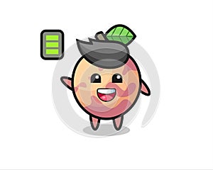 Pluot fruit mascot character with energetic gesture