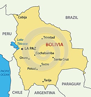 Plurinational State of Bolivia - map - vector photo