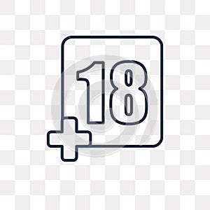 Plus 18 Movie vector icon isolated on transparent background, li