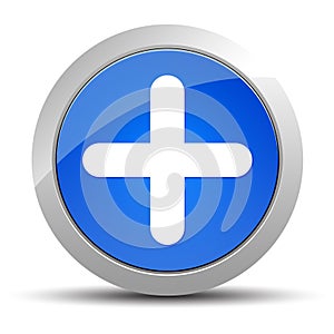 Plus icon blue round button illustration