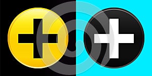 Plus icon flat exclusive button set