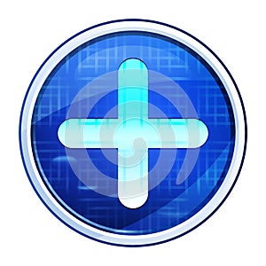 Plus icon futuristic blue round button vector illustration