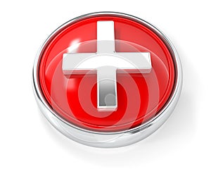 Plus icon on glossy red round button