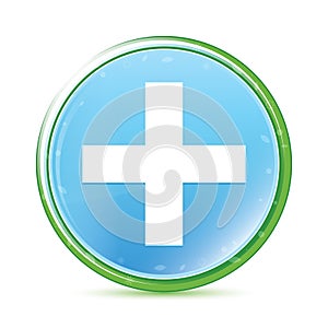 Plus icon natural aqua cyan blue round button