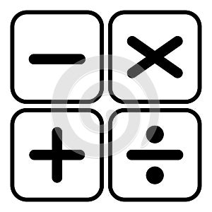 Plus, minus, multiply and devide to mathematics symbol, education maths icon, web element vector illustration design photo