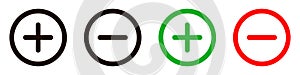 Plus and minus signs vector icons set