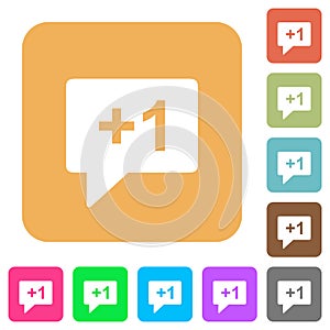Plus one sign rounded square flat icons