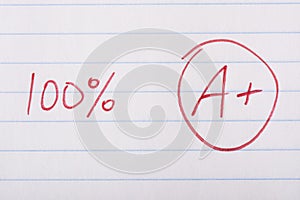 A plus 100 percent grade