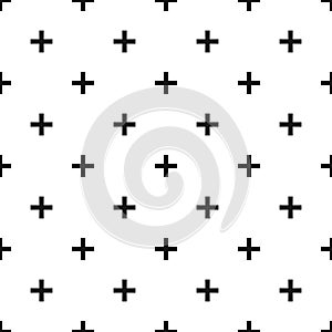 Plus sign black and white seamless pattern