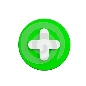 Plus sign, medical cross-round green circle button with plus . Health care. Medical symbol of emergency