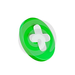 Plus sign, medical cross-round green circle button with plus. Health care. Medical symbol of emergency