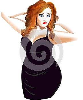 Plus size model in black dress