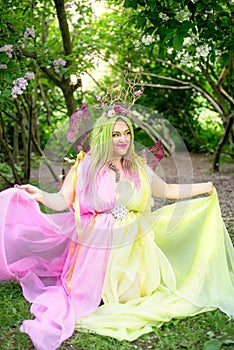 Plus size model in elf costume. Fairy tale fantasy project.