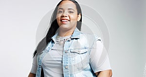 Plus size model in studio shoot