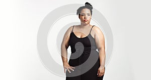 Plus size model in studio shoot