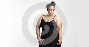 Plus size model in studio shoot